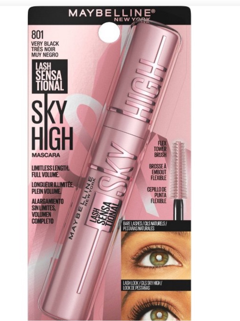 NWT 2 Maybelline Lash Sensational Sky High Mascara 801 Washable Very Black Mini